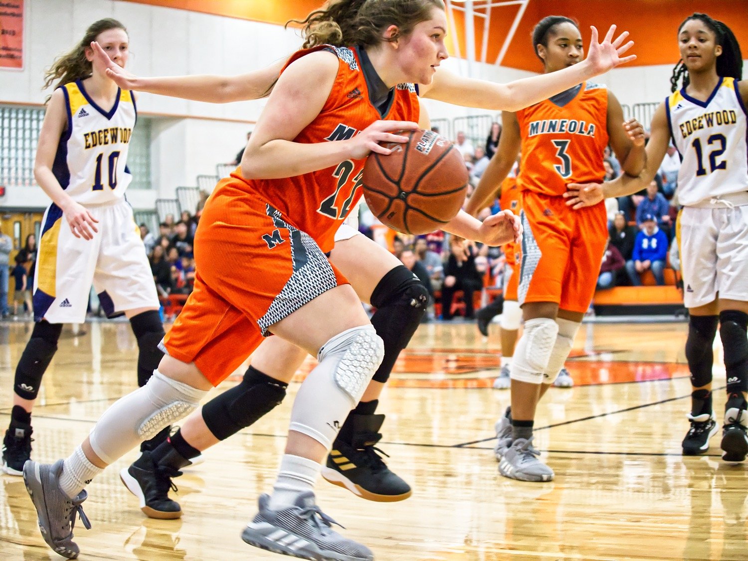 Driving past an Edgewood defender in Grand Saline, Cyndi Butler contributed to a Lady Jacket win, despite being ill, giving Mineola a district championship and propelling them into the playoffs.